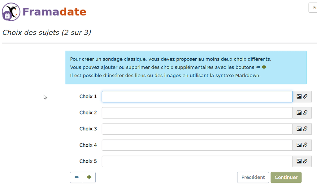 Framadate Sondage Classique Remplacer "choix" Par "question ...